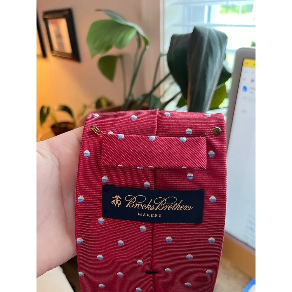 Brooks Brothers Makers Red Blue White Polka Dot Old Money Corporate Silk Tie